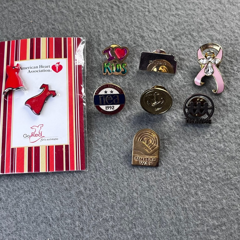 VTG Mixed Lapel Pin Lot American Heart Association United Way NEA Enamel Small
